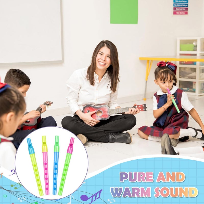 Lukmaa 100 Pcs Musical Recorder Bulk 6 Hole Plastic Recorders Kids Flute Music Instruments Descant Soprano Baroque Style Little Plastic Clarinet for Kids Student School Approved Beginner Gift - Image 5